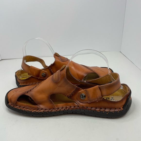 New Men’s Light Brown Leather Closed Toe Slip On Sandals Size 46 EU - Picture 7 of 11